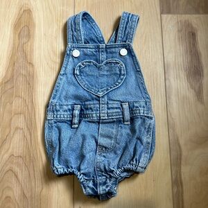‼️ SOLD ‼️ Heart-Patch Jean Shortall Romper for Baby